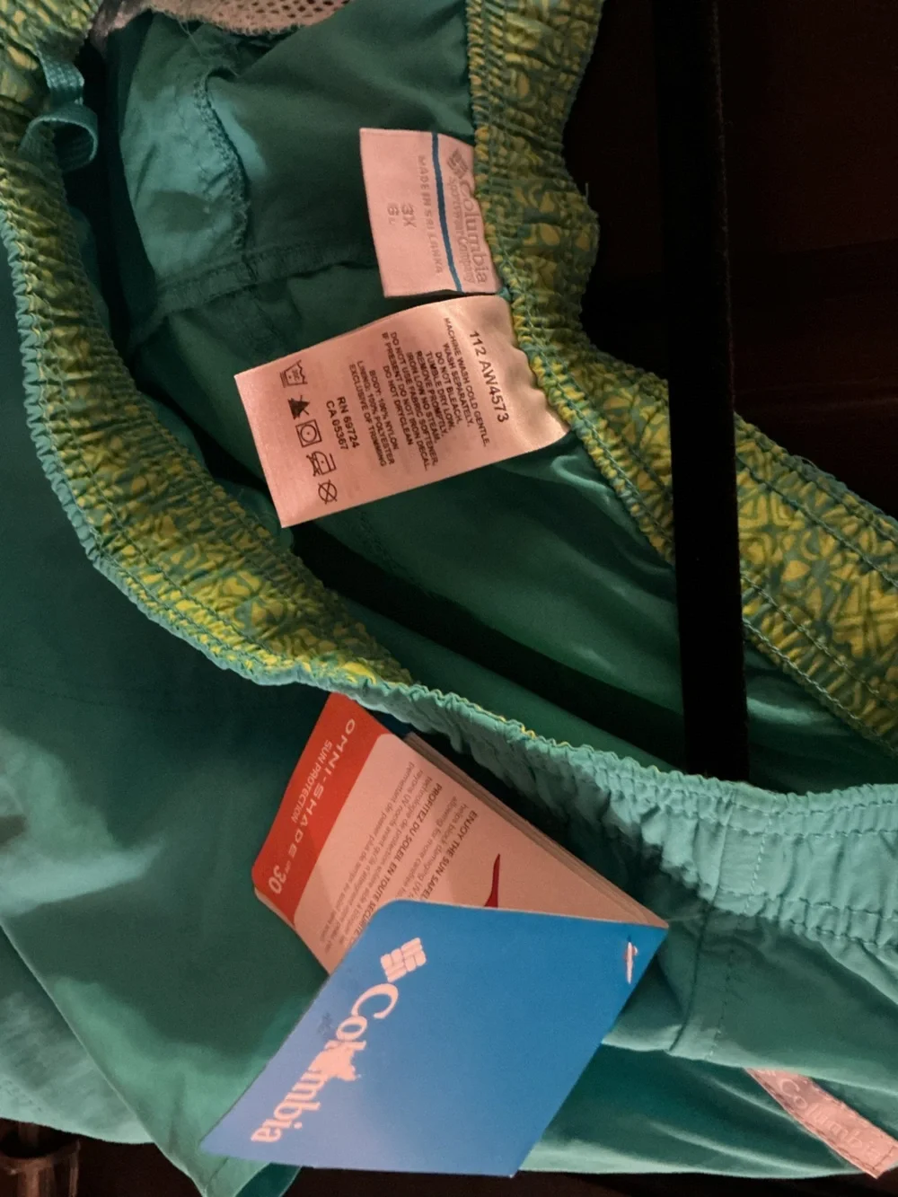 Columbia Girls' Teal Green Swim Shorts, new 3X
